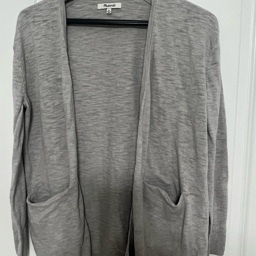 Light grey, light summer Madewell long cardigan.